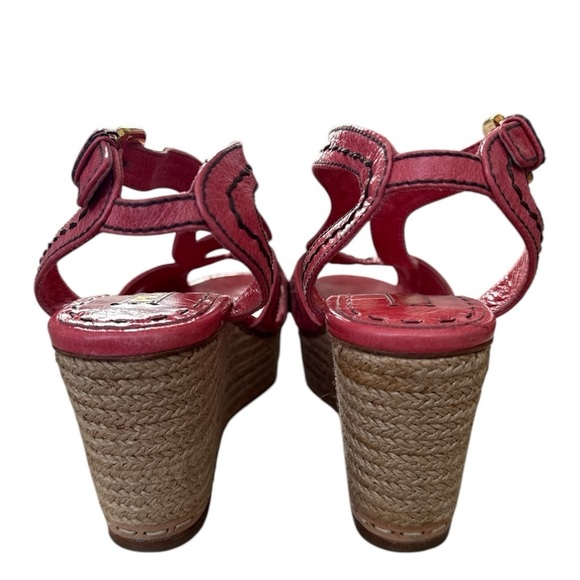 EUC - Prada Women's Pink Wedge Sandal Espadrilles - size 37.5/US7.5 - Picture 3 of 4